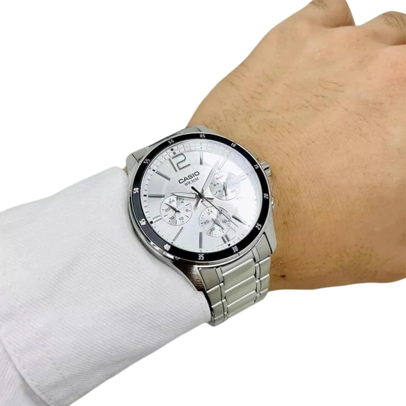 RELOJ CASIO MTP-1374D-7AV ACERO PLATEADO HOMBRE - 4