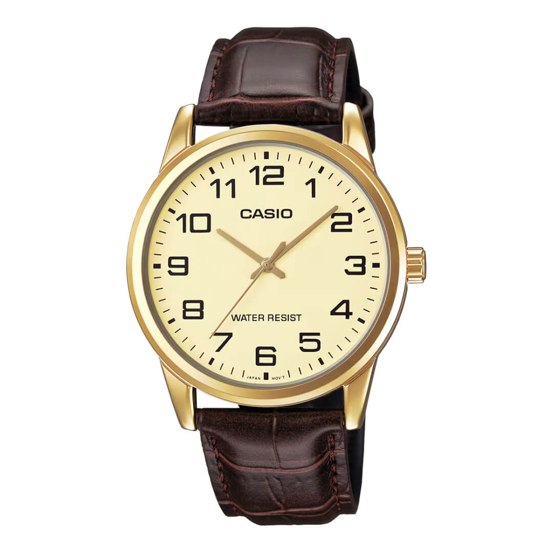 RELOJ CASIO MTP-V001GL-9BU HOMBRE CUERO MARRÓN - 1