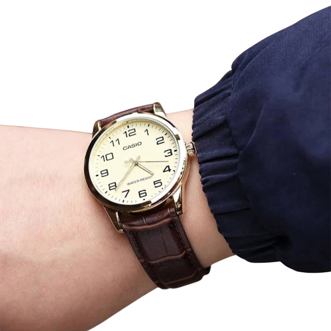 RELOJ CASIO MTP-V001GL-9BU HOMBRE CUERO MARRÓN - 3