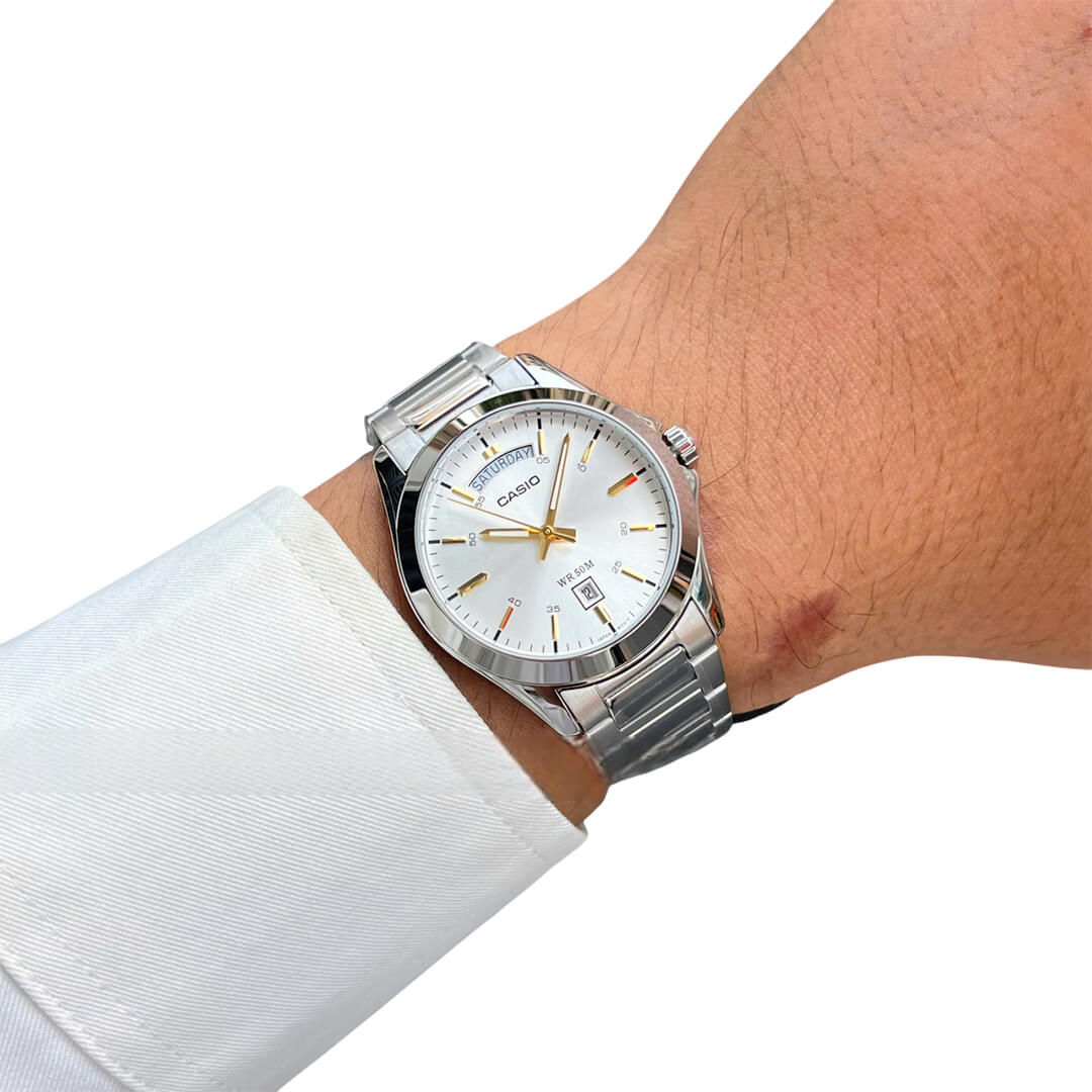 RELOJ CASIO MTP-1370D-7A HOMBRE ACERO PLATEADO - 4