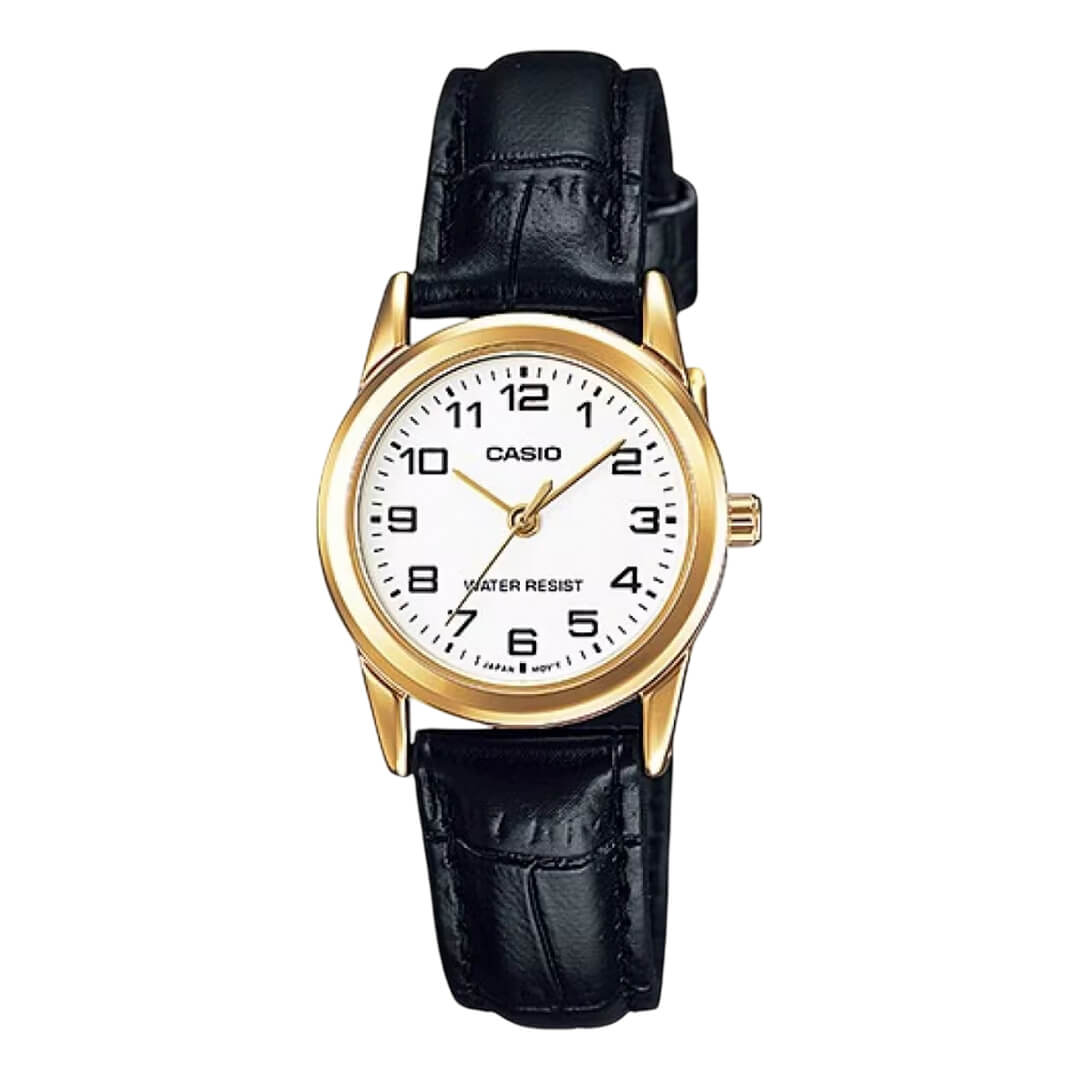 RELOJ CASIO LTP-V001GL-7B MUJER CUERO NEGRO - 1
