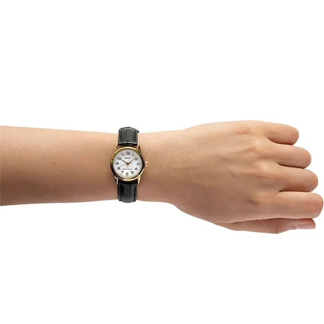 RELOJ CASIO LTP-V001GL-7B MUJER CUERO NEGRO - 2