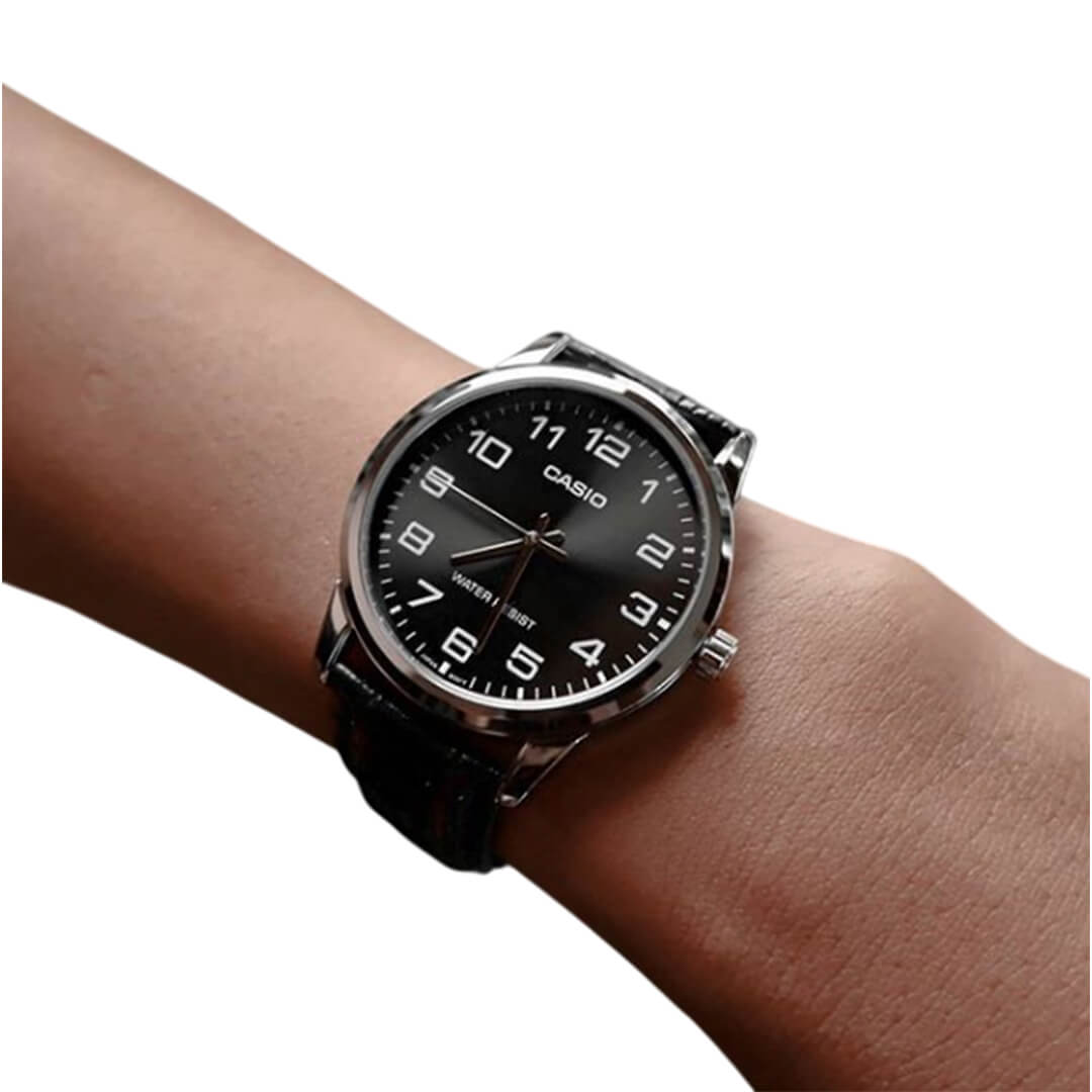 RELOJ CASIO MTP-V001L-1B HOMBRE CUERO NEGRO - 4