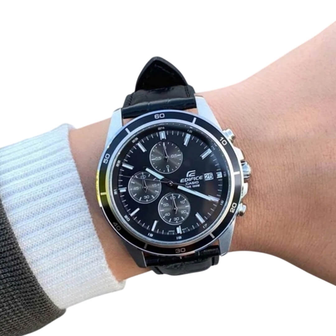 RELOJ EDIFICE EFR-526L-1A HOMBRE CUERO NEGRO - 2