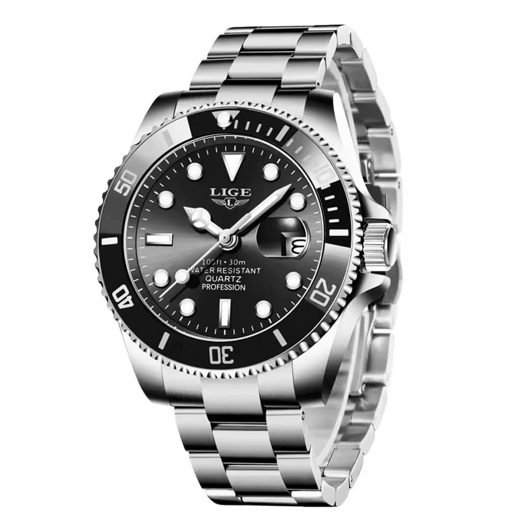 RELOJ LIGE LIG-2 HOMBRE ACERO NEGRO - 1