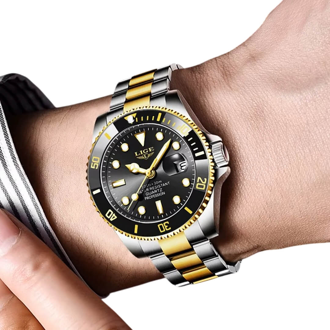 RELOJ LIGE LIG-5 HOMBRE ACERO NEGRO - 4