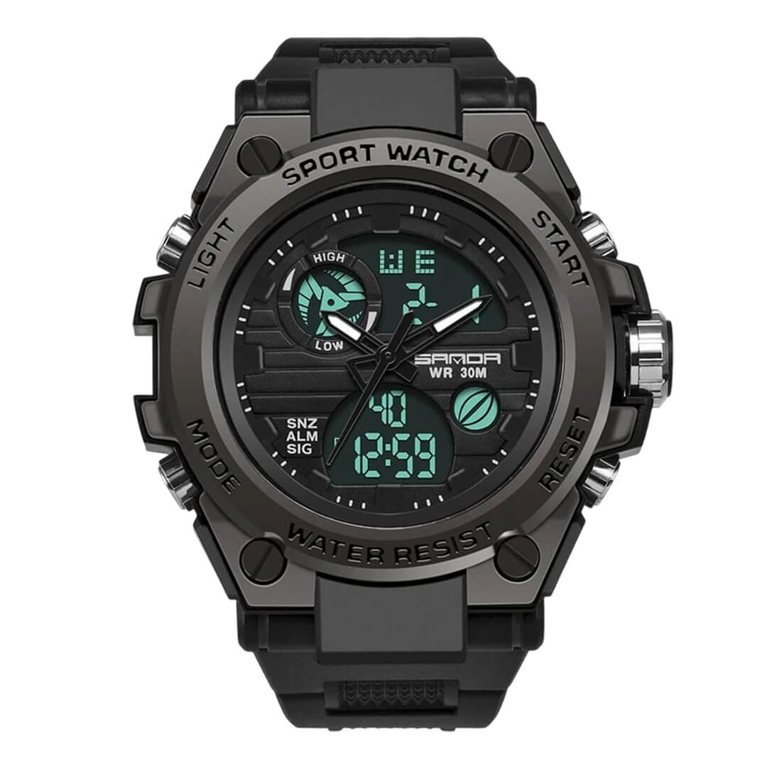 RELOJ SANDA MILITAR SAN-1 HOMBRE DEPORTIVO NEGRO - 1