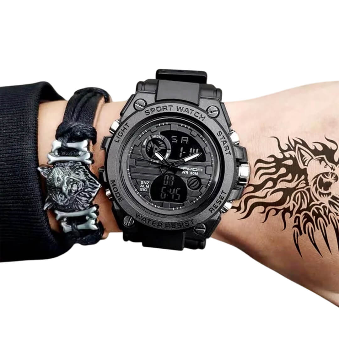 RELOJ SANDA MILITAR SAN-1 HOMBRE DEPORTIVO NEGRO - 4