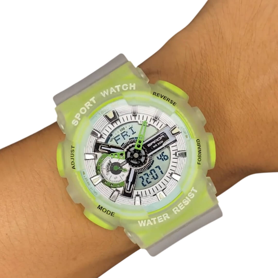 RELOJ SANDA SAN-16 HOMBRE DEPORTIVO VERDE NEÓN - 3