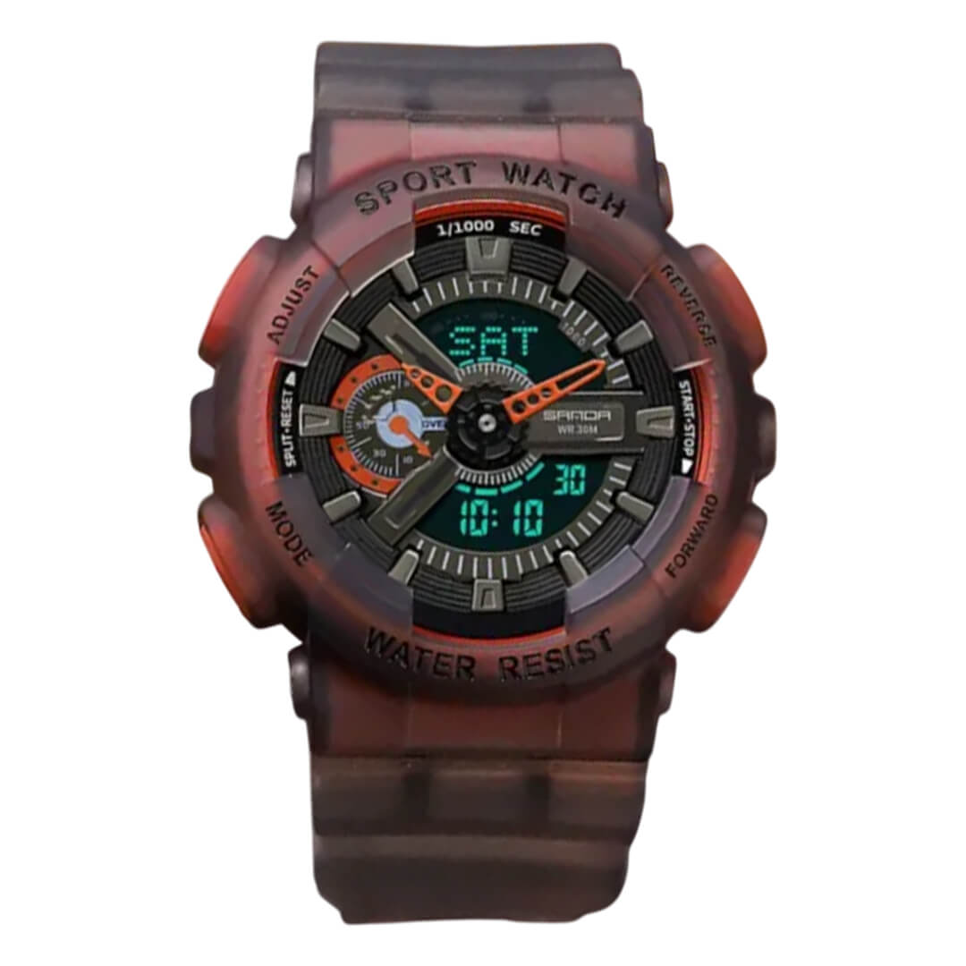 RELOJ SANDA SAN-17 HOMBRE DEPORTIVO GRIS Y NARANJA - 1