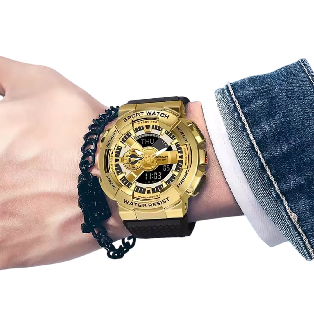 RELOJ SANDA SAN-21 HOMBRE DEPORTIVO DORADO - 4