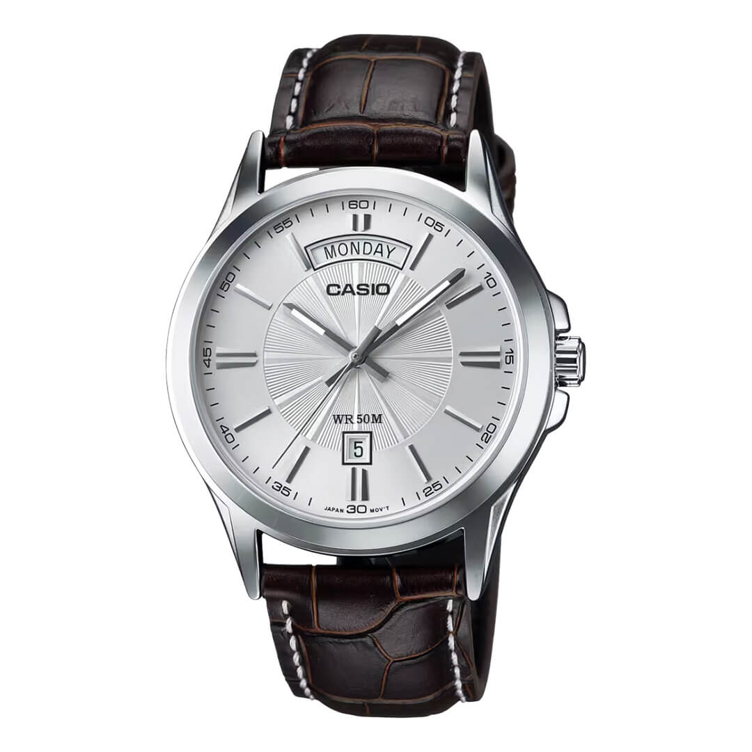 RELOJ CASIO MTP-1381L-7A HOMBRE CUERO MARRÓN - 1