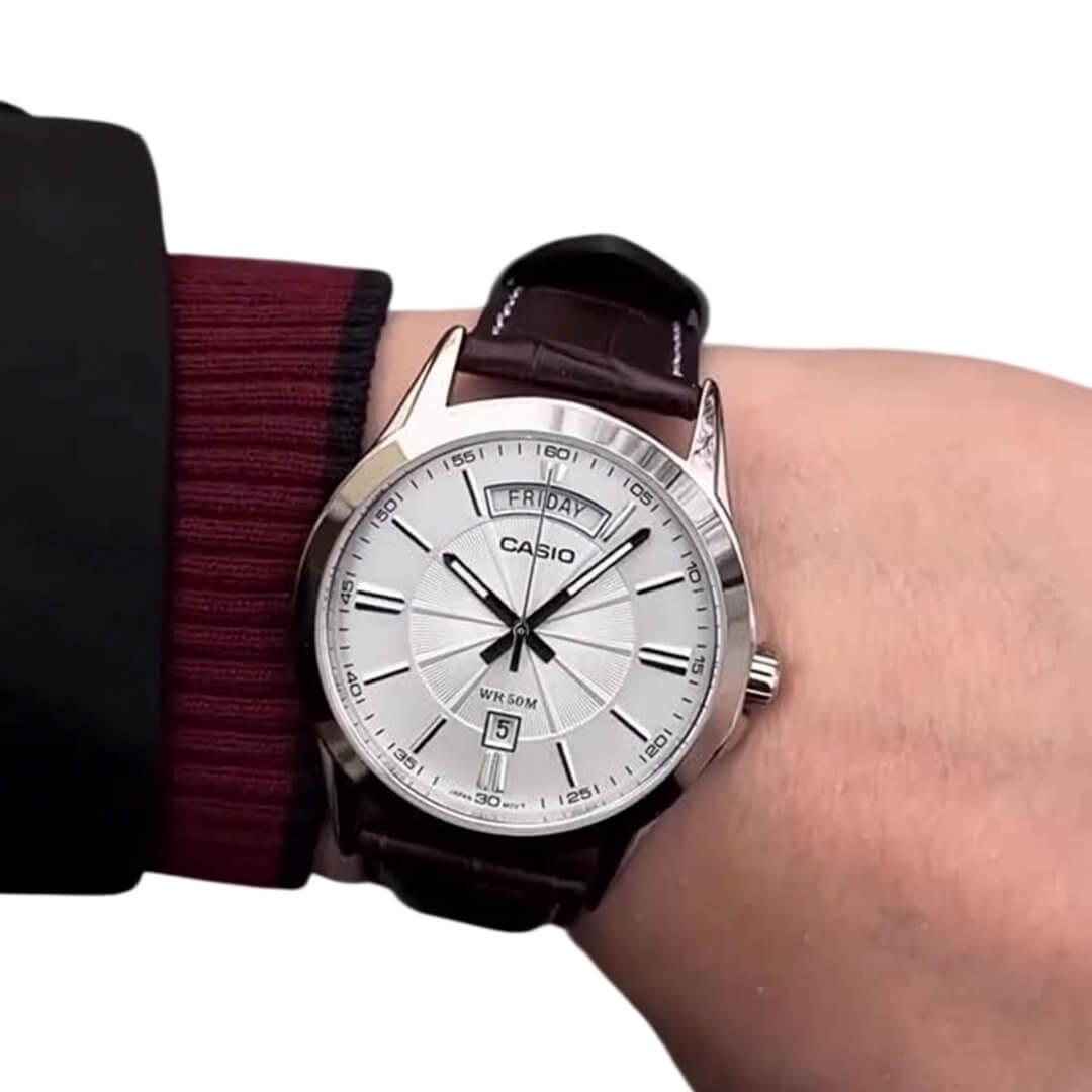 RELOJ CASIO MTP-1381L-7A HOMBRE CUERO MARRÓN - 3
