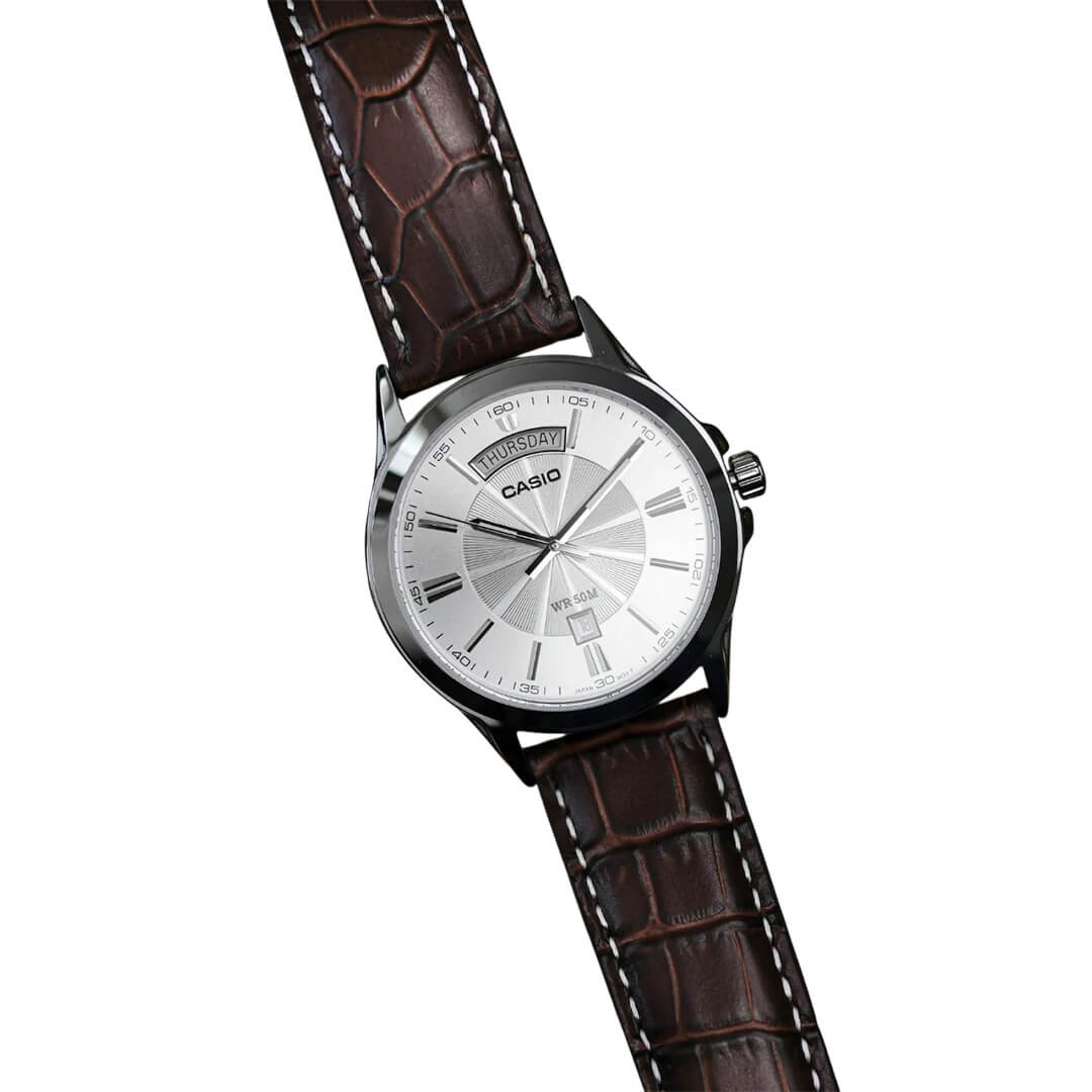 RELOJ CASIO MTP-1381L-7A HOMBRE CUERO MARRÓN - 4