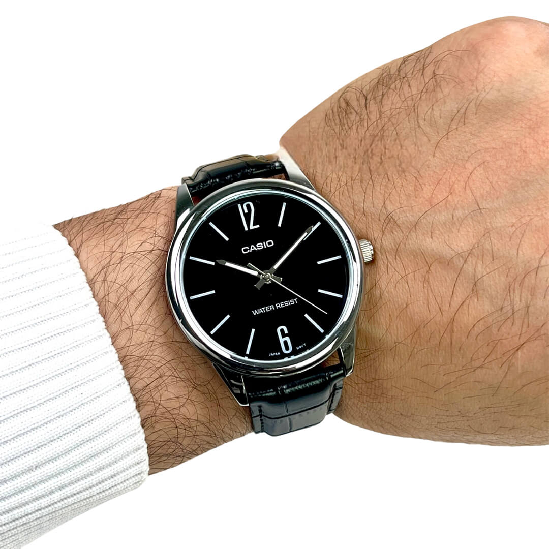 RELOJ CASIO MTP-V005L-1BU HOMBRE CUERO NEGRO - 4