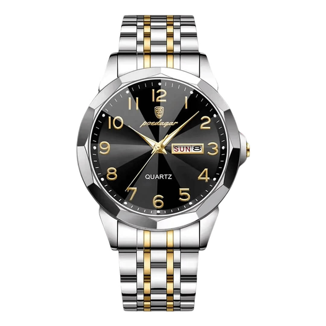RELOJ HOMBRE POEDAGAR ACERO PLATA DORADO POE-1 - 1