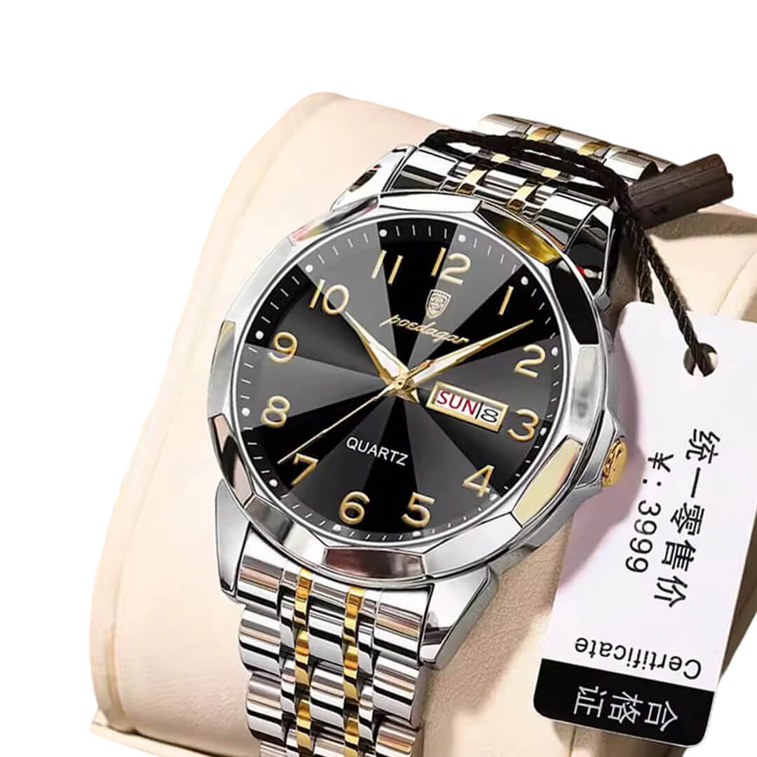 RELOJ HOMBRE POEDAGAR ACERO PLATA DORADO POE-1 - 2
