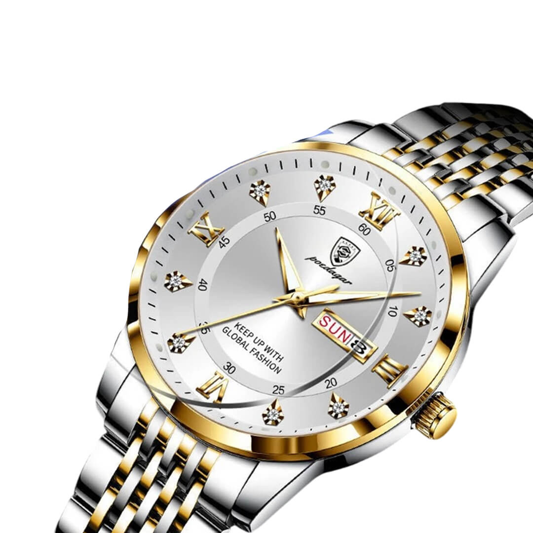 RELOJ HOMBRE POEDAGAR ACERO DORADO PLATA POE-5 - 2