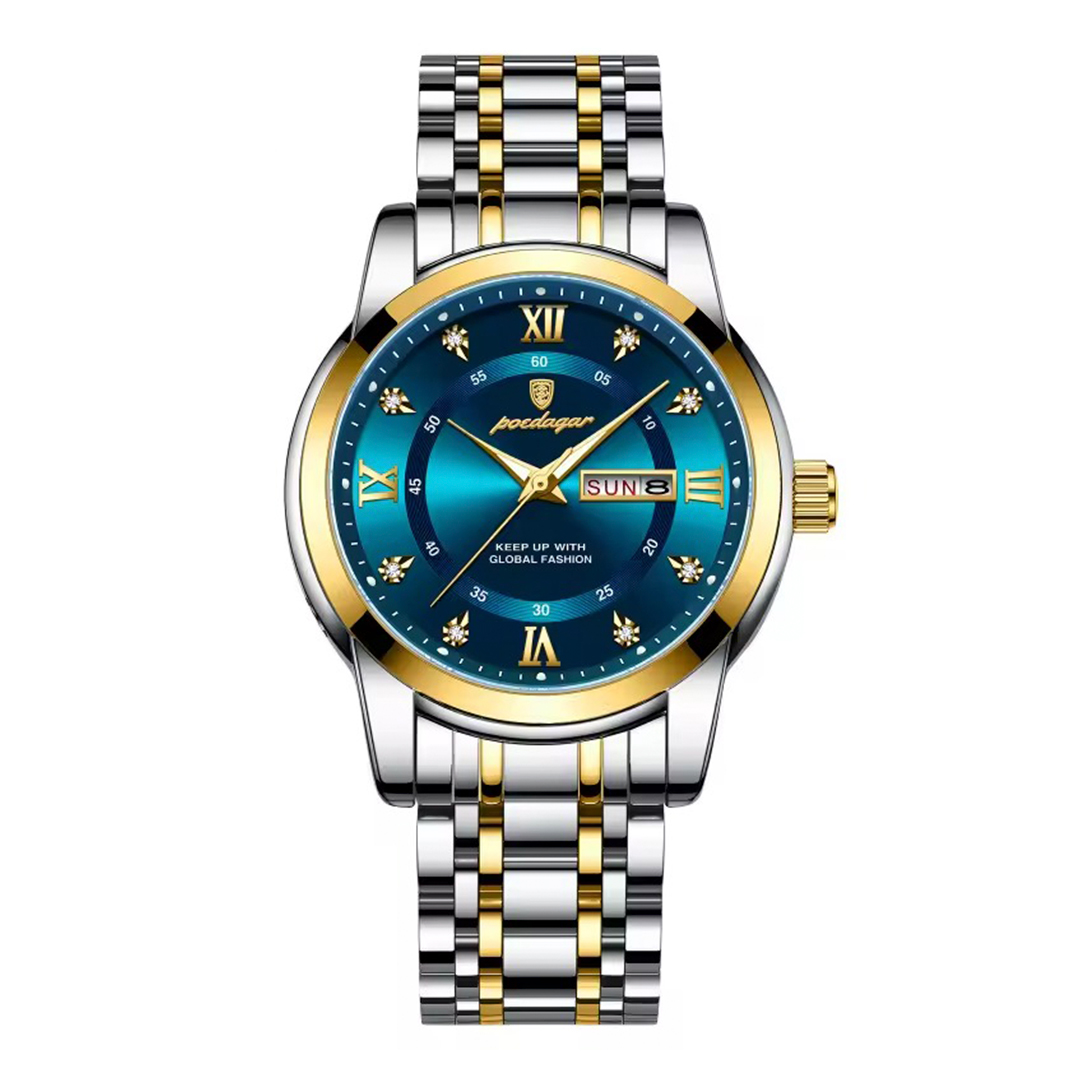 RELOJ HOMBRE POEDAGAR ACERO PLATA VERDE POE-6 - 1