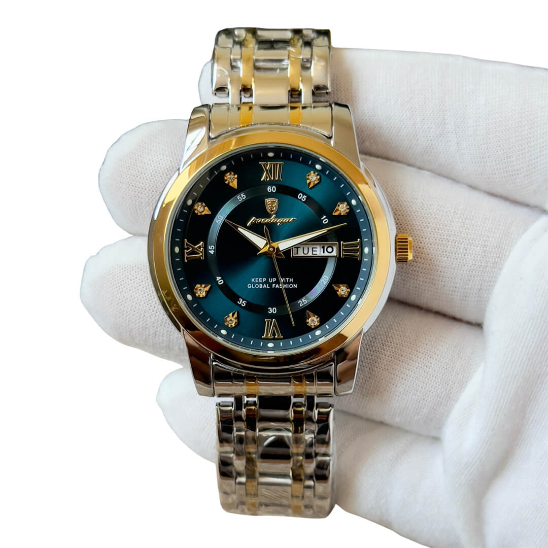 RELOJ HOMBRE POEDAGAR ACERO PLATA VERDE POE-6 - 4