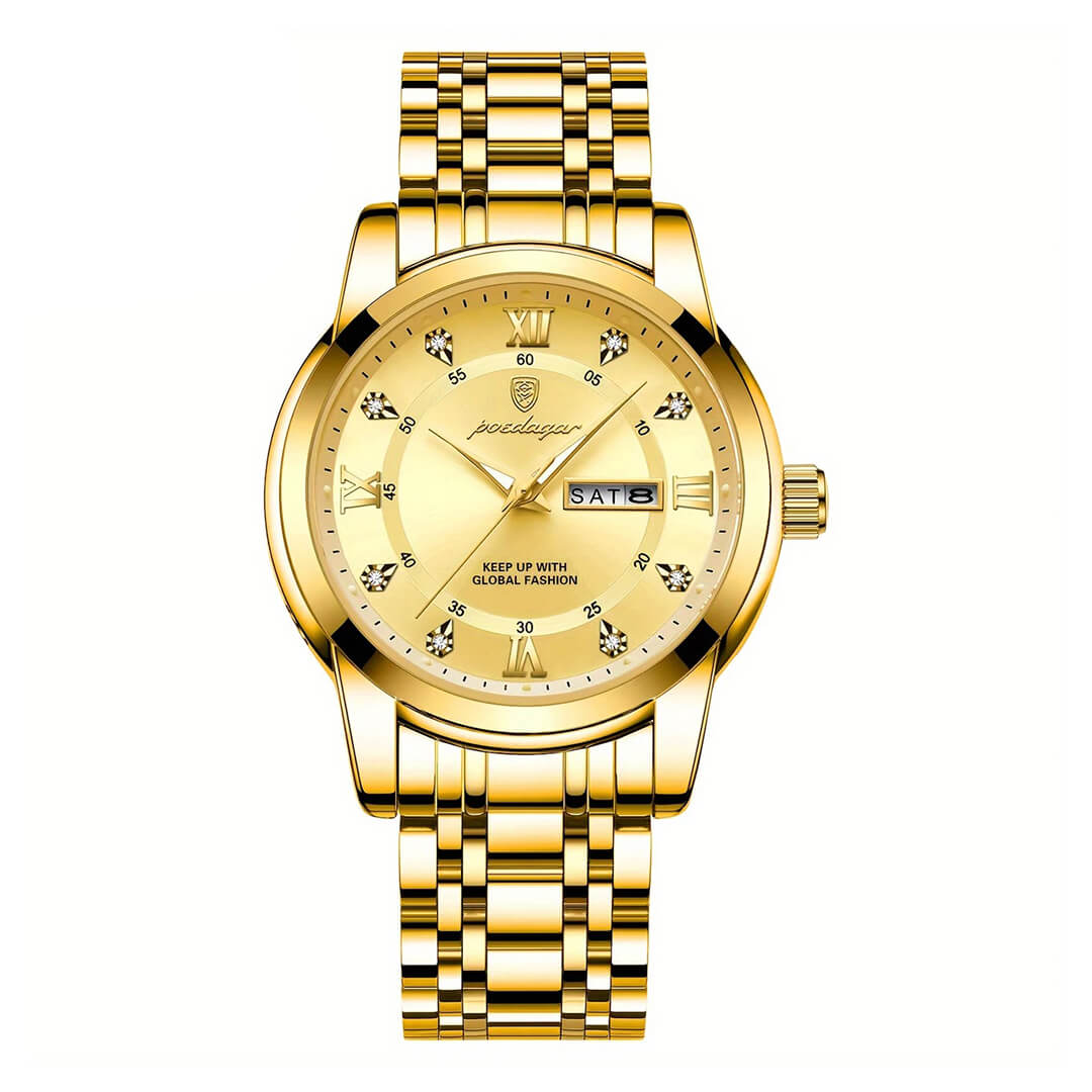 RELOJ HOMBRE POEDAGAR ACERO DORADO POE-7 - 1