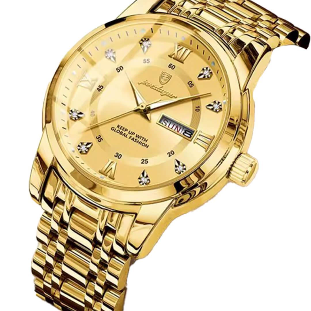 RELOJ HOMBRE POEDAGAR ACERO DORADO POE-7 - 2