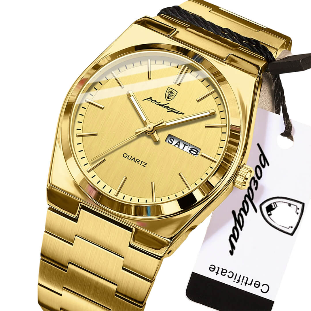 RELOJ POEDAGAR POE-12 HOMBRE ACERO DORADO - 2
