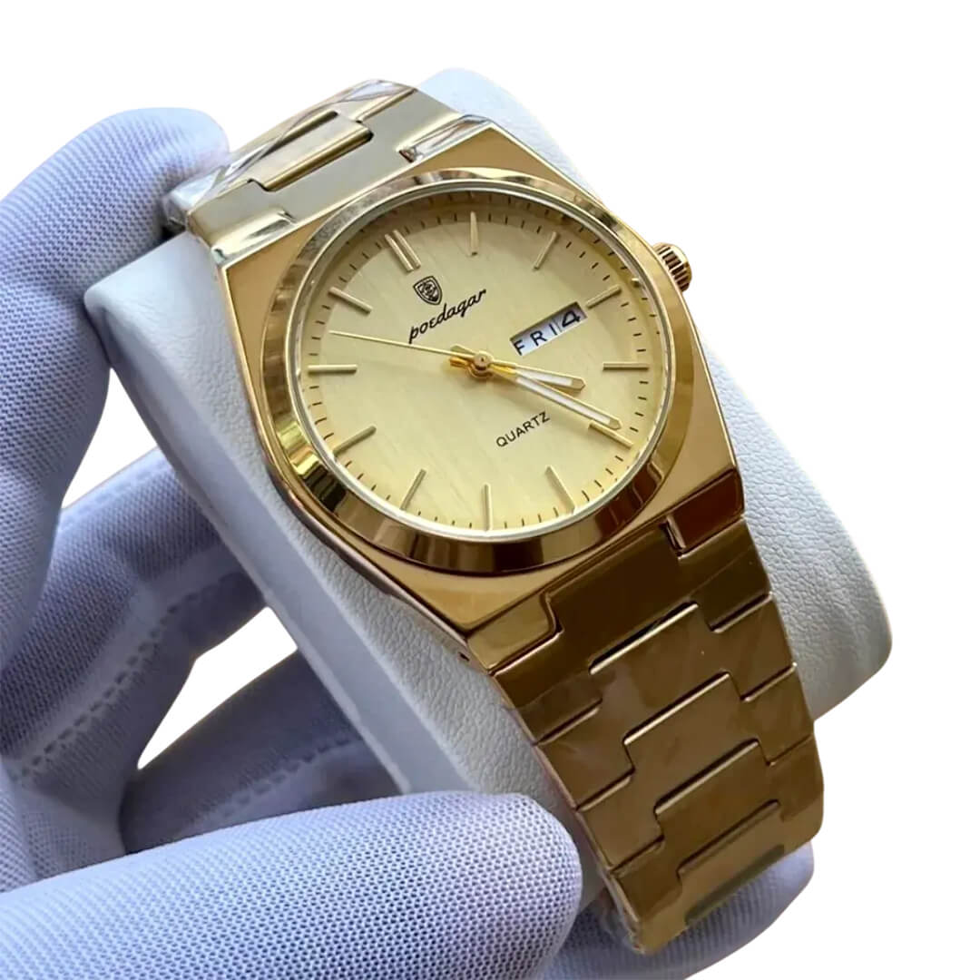 RELOJ POEDAGAR POE-12 HOMBRE ACERO DORADO - 3