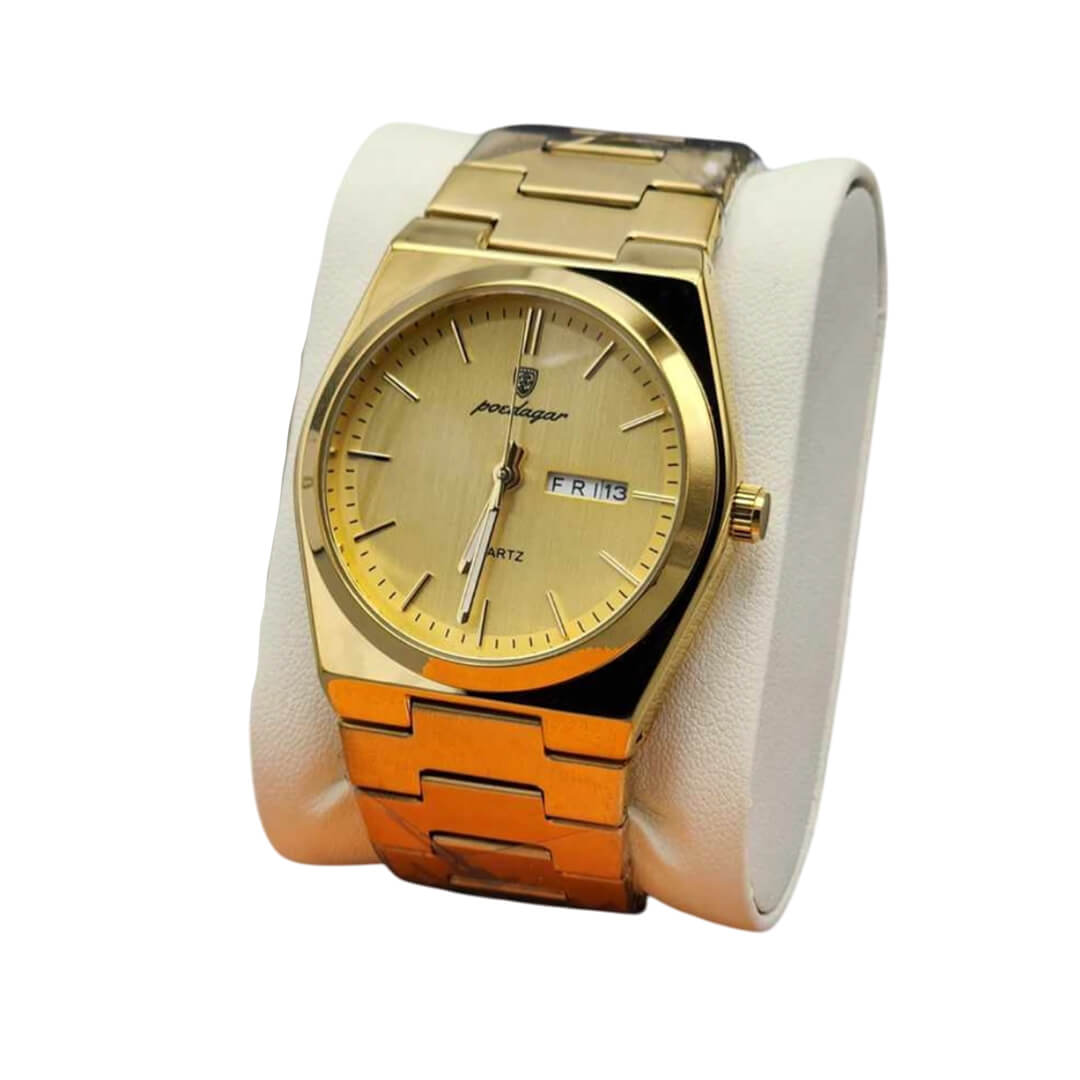 RELOJ POEDAGAR POE-12 HOMBRE ACERO DORADO - 4