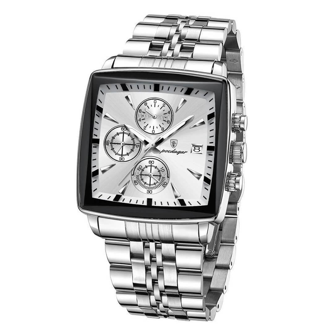 RELOJ POEDAGAR HOMBRE ACERO PLATEADO POE-25 - 2