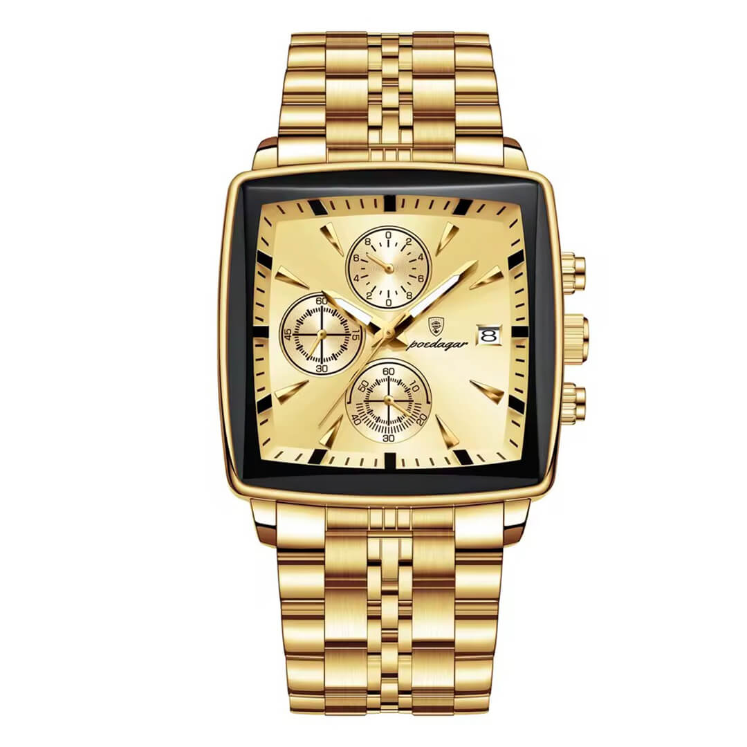 RELOJ POEDAGAR POE-26 HOMBRE ACERO DORADO - 1
