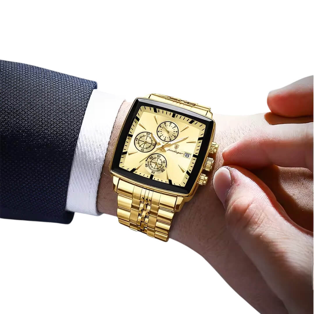 RELOJ POEDAGAR POE-26 HOMBRE ACERO DORADO - 4