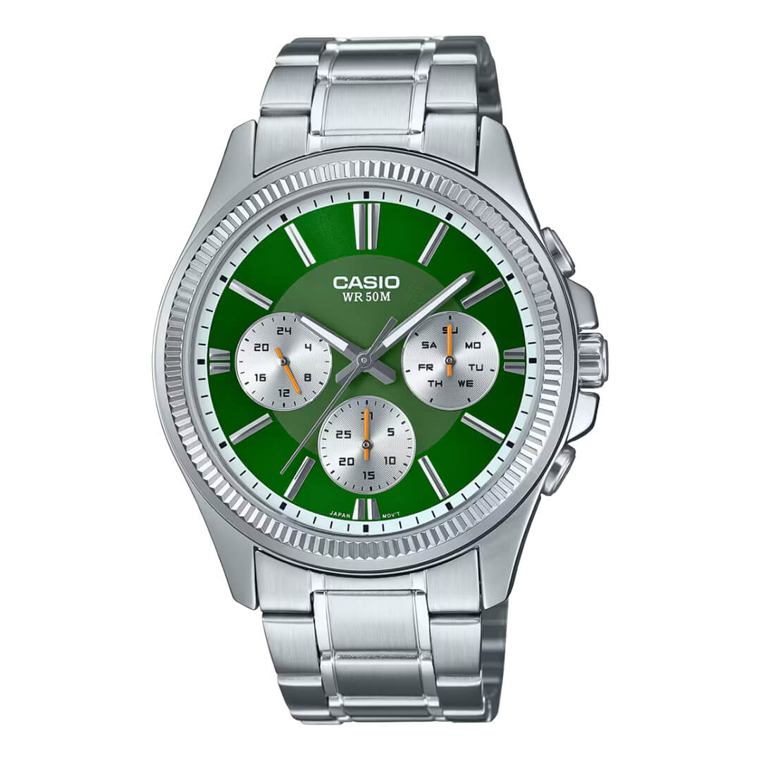 RELOJ CASIO MTP-1375D-3A HOMBRE ACERO VERDE - 1