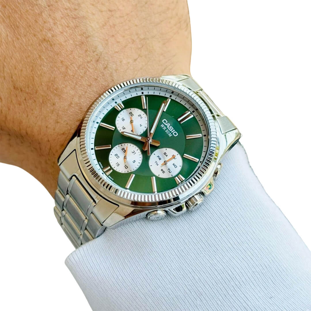 RELOJ CASIO MTP-1375D-3A HOMBRE ACERO VERDE - 2