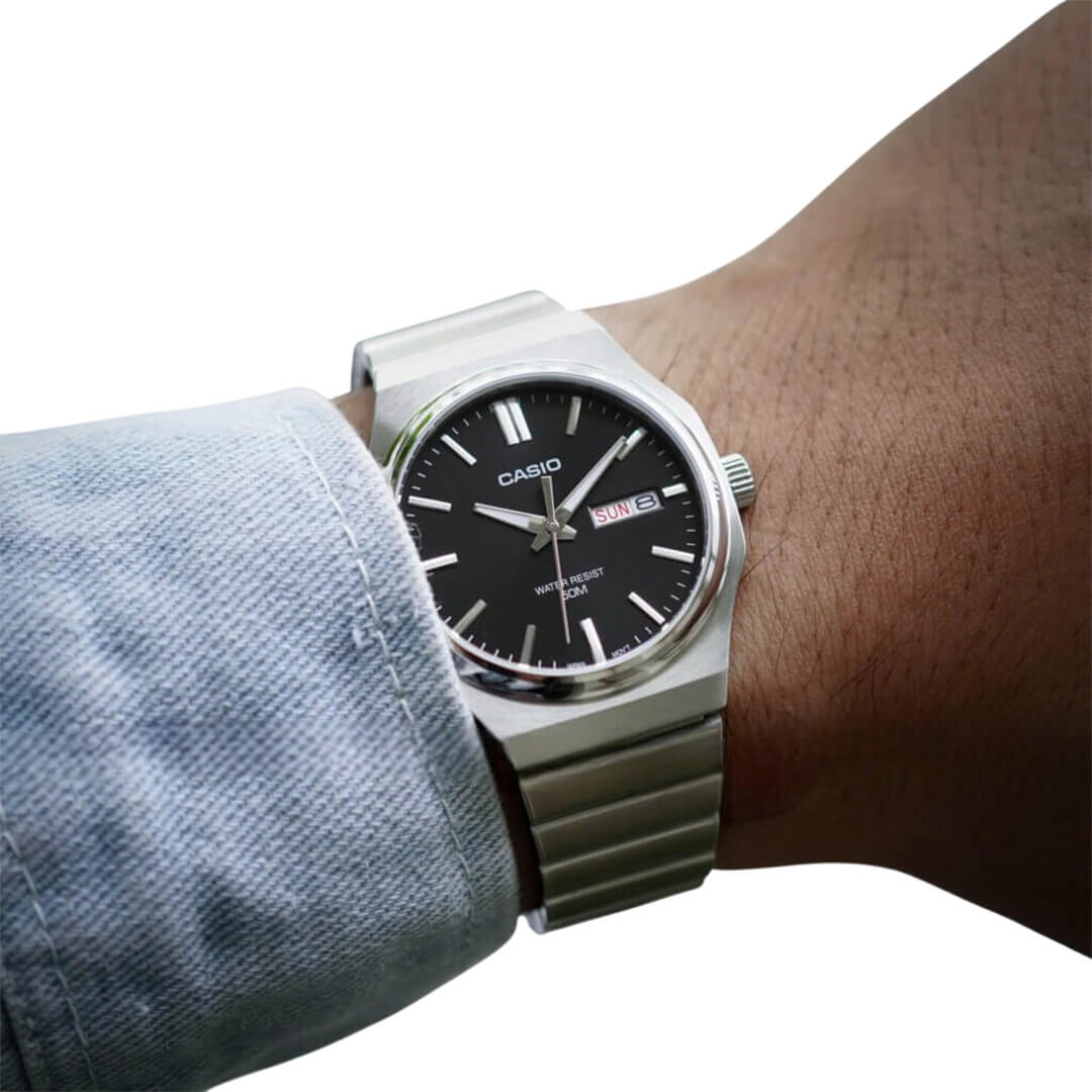RELOJ CASIO MTP-E735D-1A HOMBRE ACERO NEGRO - 3