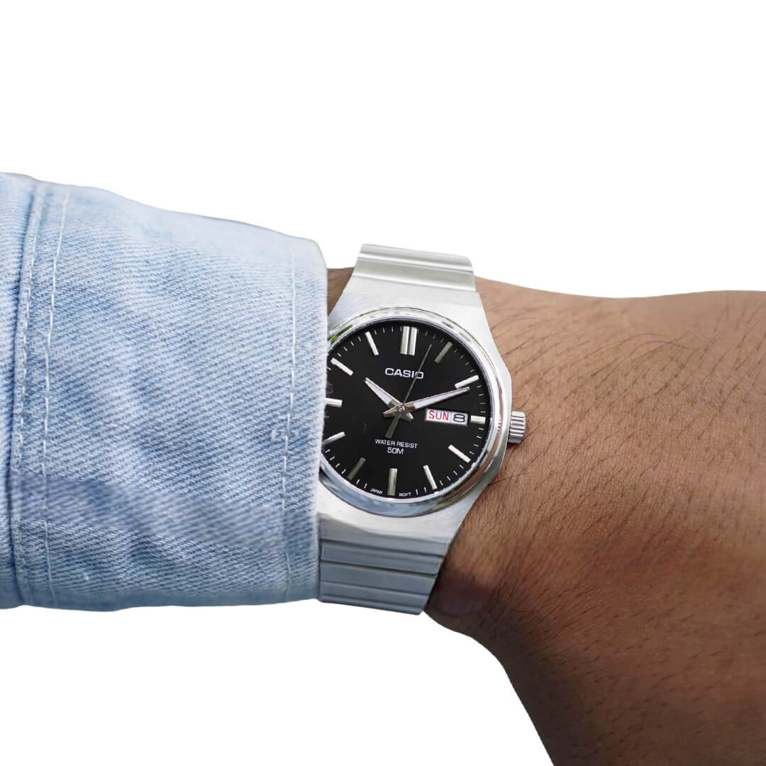 RELOJ CASIO MTP-E735D-1A HOMBRE ACERO NEGRO - 4