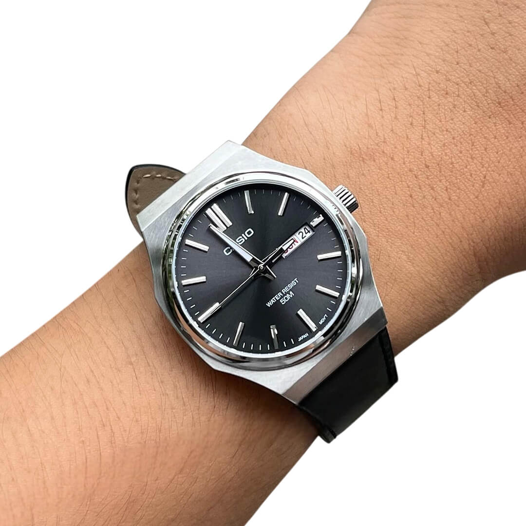RELOJ CASIO MTP-E735L-8AV HOMBRE CUERO NEGRO - 4