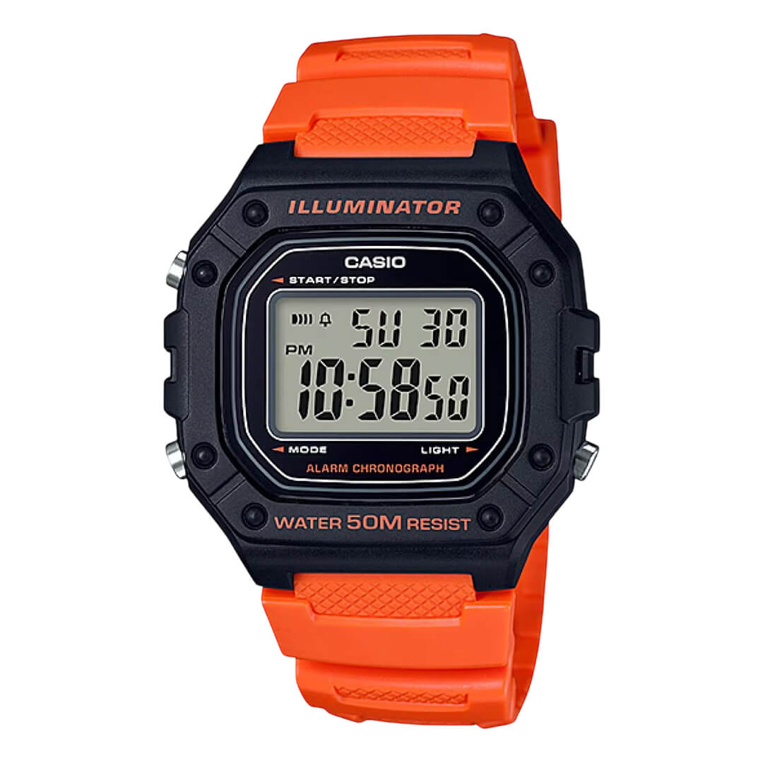 RELOJ CASIO W-218H-4B2VDF HOMBRE RESINA NARANJA - 1