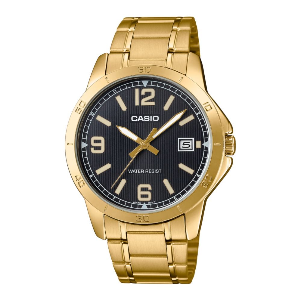 RELOJ CASIO MTP-V004G-1B HOMBRE DORADO NEGRO - 1