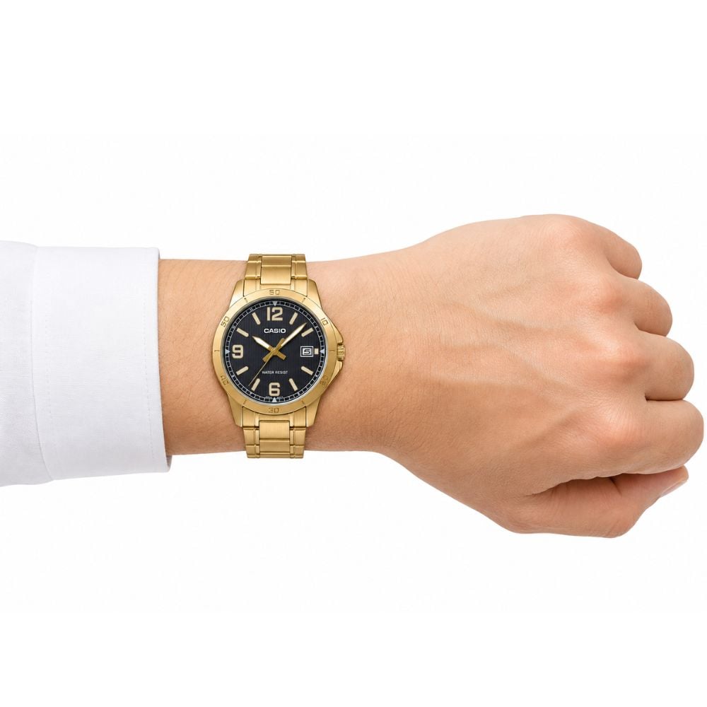 RELOJ CASIO MTP-V004G-1B HOMBRE DORADO NEGRO - 4