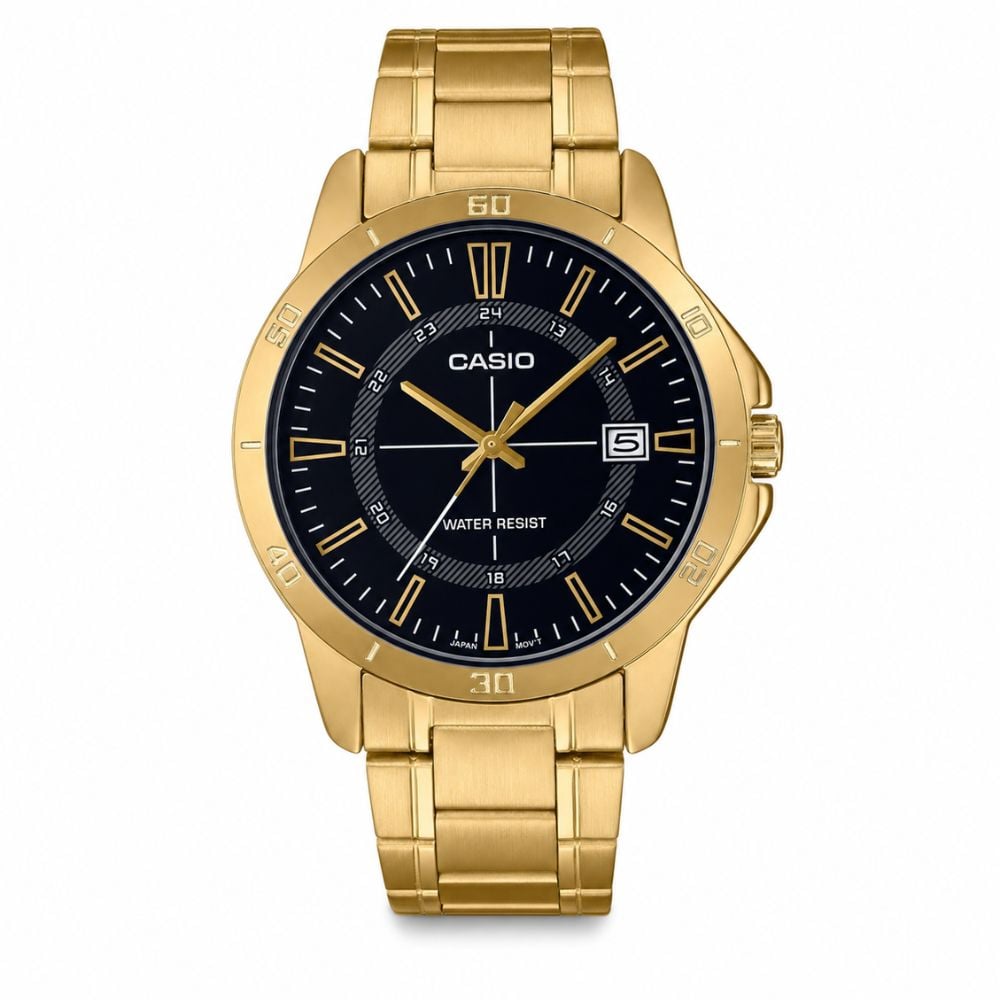 RELOJ CASIO MTP-V004G-1C HOMBRE DORADO NEGRO - 1