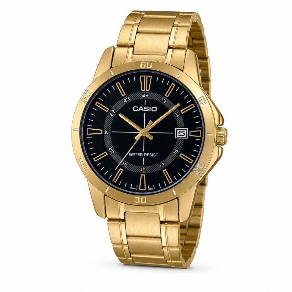 RELOJ CASIO MTP-V004G-1C HOMBRE DORADO NEGRO - 2
