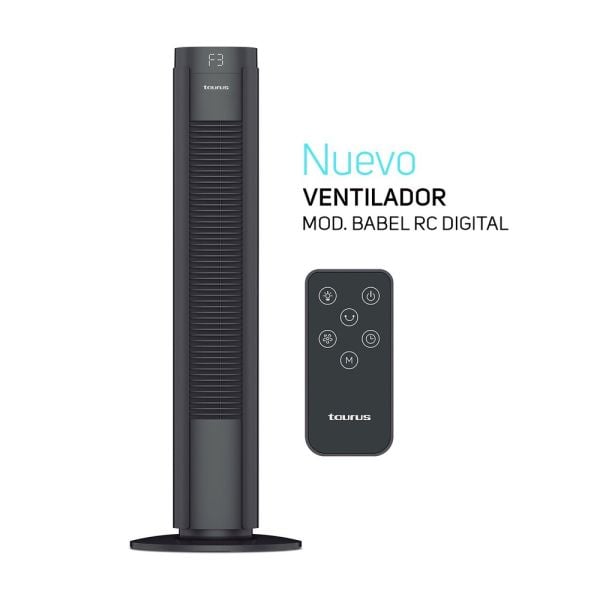 VENTILADOR DE TORRE TAURUS BABEL RC DIGITAL 50W | DIGITAL, 4 VELOCIDADES, DISEÑO MODERNO - 1