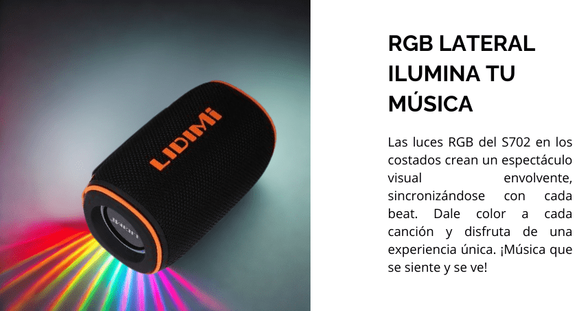 LIDIMI LD-S702 – MINI PARLANTE BLUETOOTH 20W CON SONIDO ENVOLVENTE Y TAMAÑO COMPACTO - 4