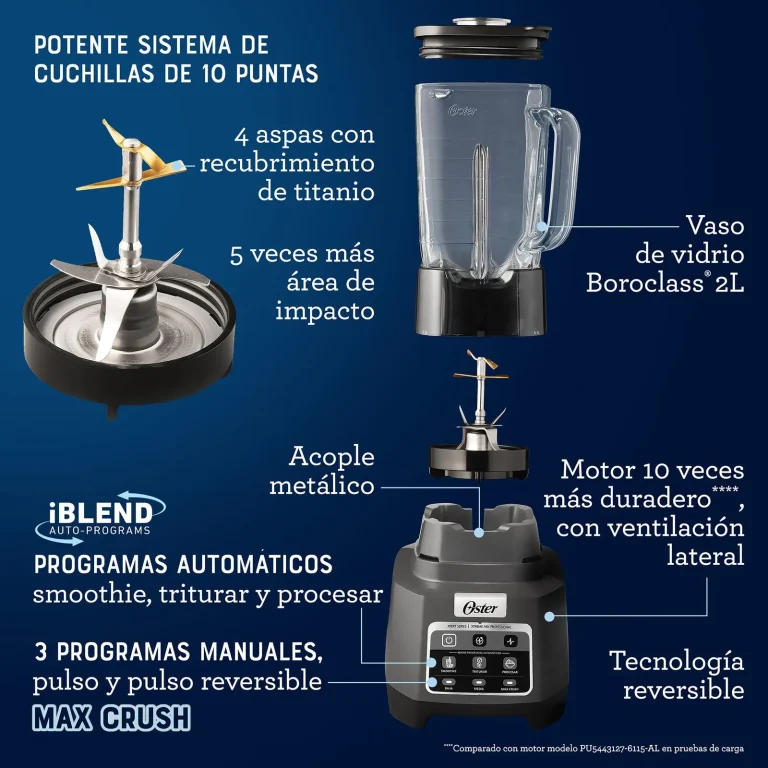 LICUADORA DE ALTO DESEMPEÑO OSTER® XTREME MIX BLSTXPG BW 053 | POTENTE Y DURADERA - 10