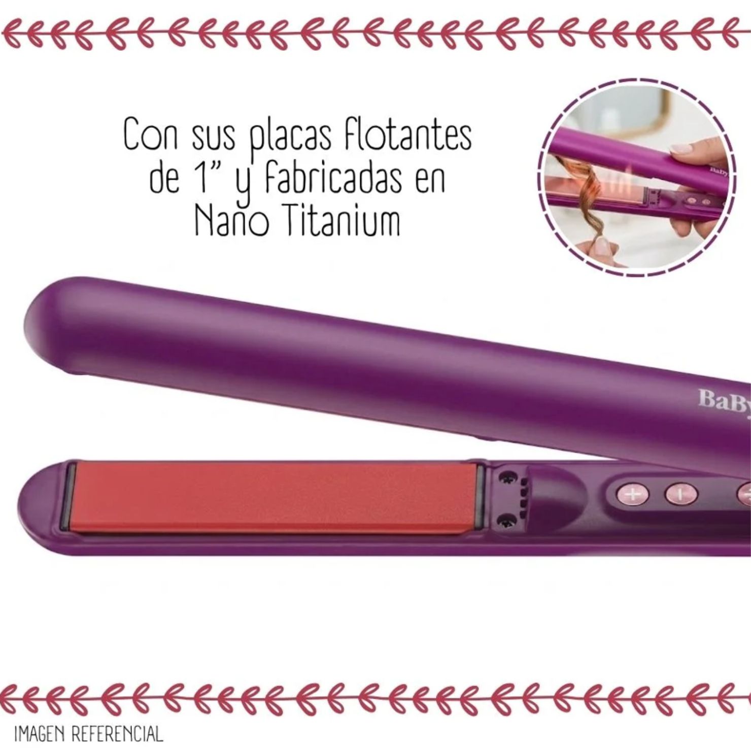 PLANCHA PARA CABELLO BABYLISSPRO MAGENTA 1 PULGADA PROFESIONAL - 3