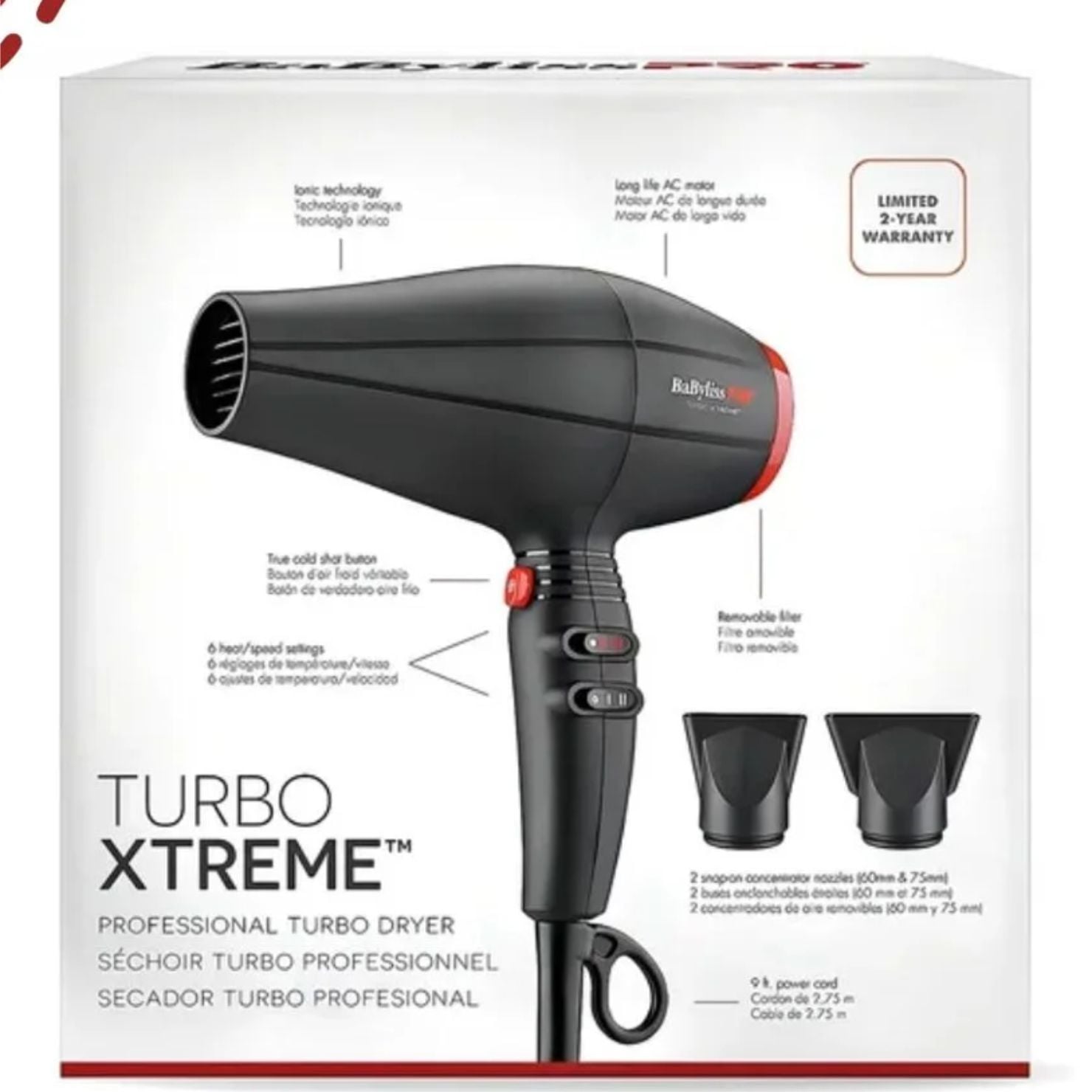 SECADORA PROFESIONAL BABYLISSPRO IONICA 2200W TURBO XTREME - 4