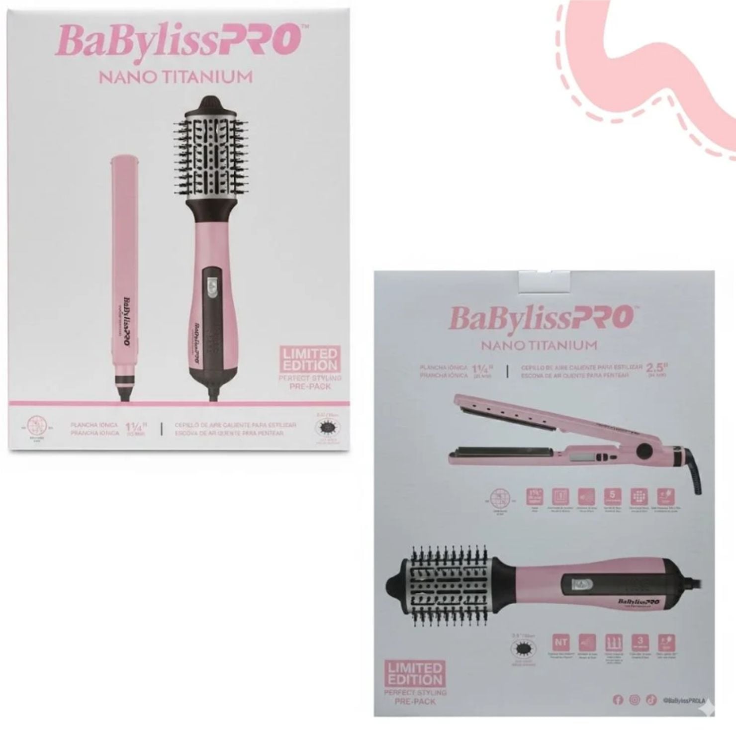 COMBO BABYLISSPRO PINK BLACK PLANCHA IONICA Y CEPILLO DE AIRE CALIENTE - 5