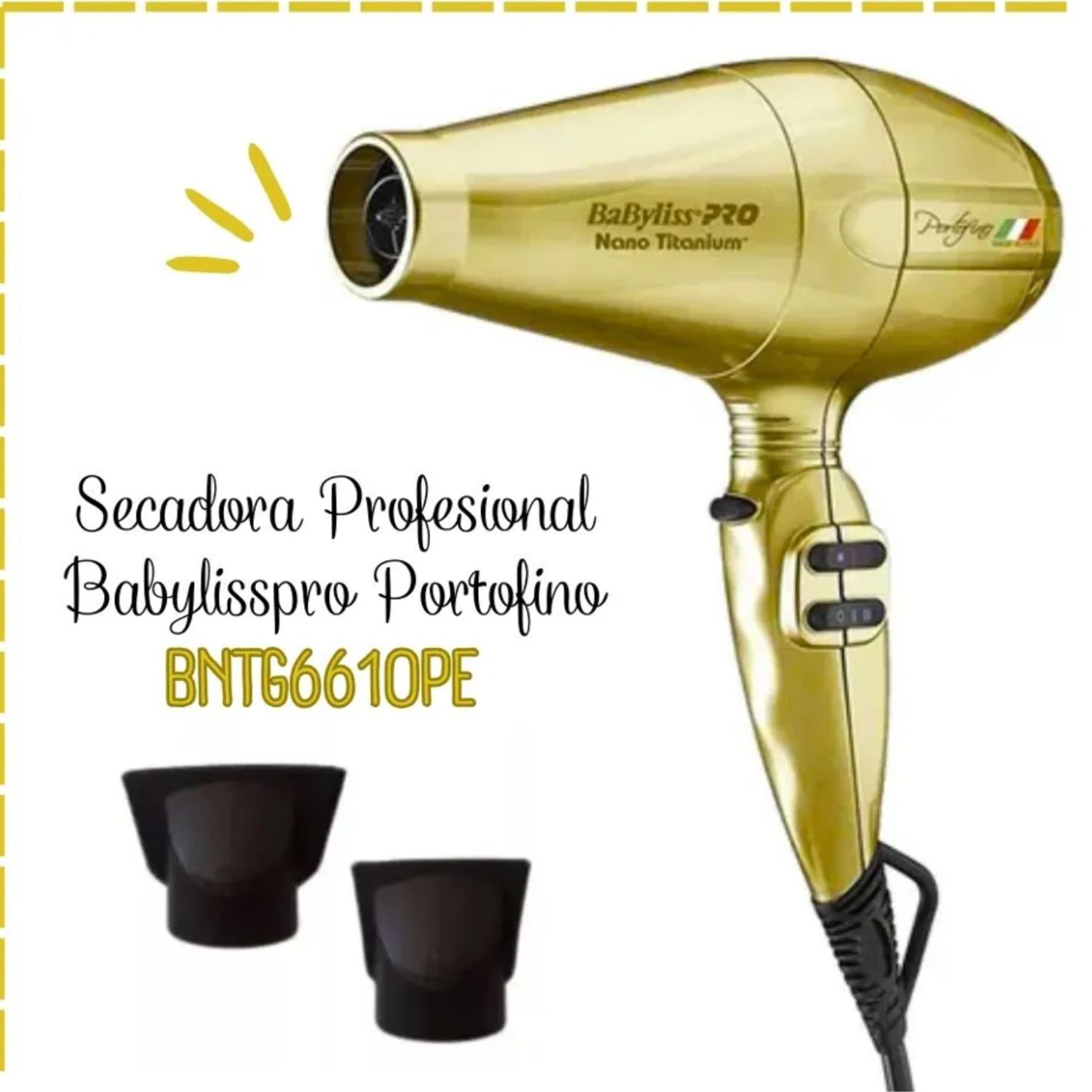 SECADORA BABYLISSPRO PORTOFINO GOLD 2000W USO PROFESIONAL - 1