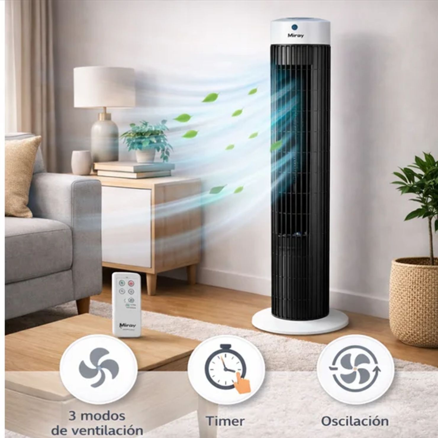 MIRAY VENTILADOR TORRE DE 30 PULGADAS CON MODELO VMTT-1034R - 4